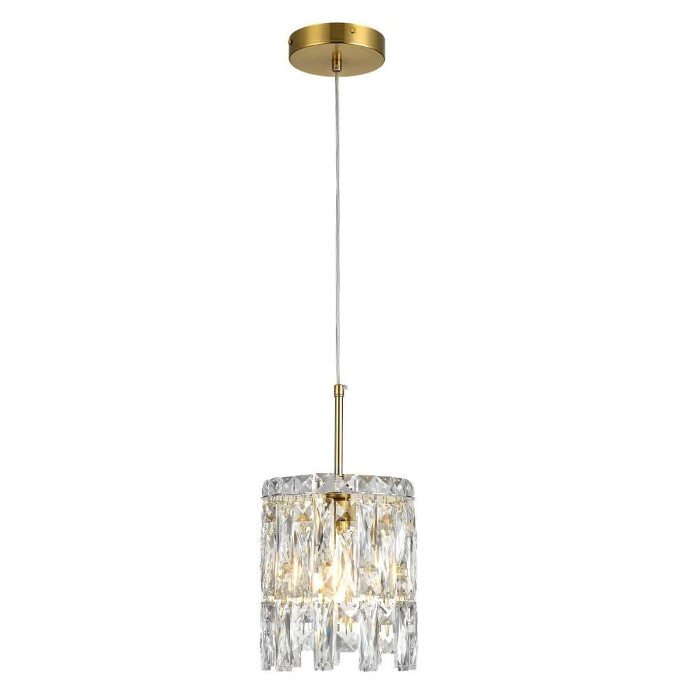 7 in. 1-Light Dimmable Brass Kitchen Island Pendant Light with Crystal Shade for Living Room, Bedroom, Dining Room price history on PriceWatchPro
