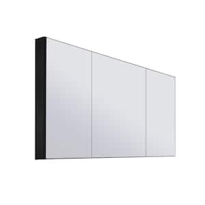 60 in. x 36 in. Rectangular Black Aluminum Surface Mount Medicine Cabinet with Mirror