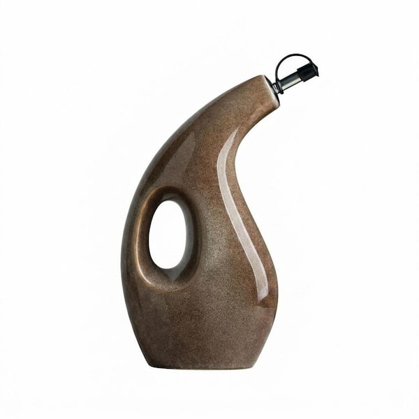 Ceramic White Olive Oil Dispenser Bottle with Spout and Handle for Kitchen Vinegar Coffee Syrups 23 oz. Bottle