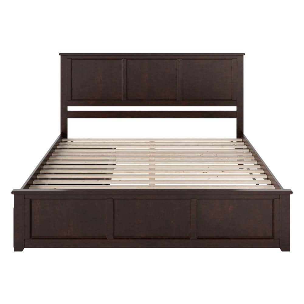 Espresso King Solid Wood Platform Bed with Storage Drawers