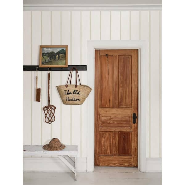 Upstate Beadboard Aged White Wood Wallpaper