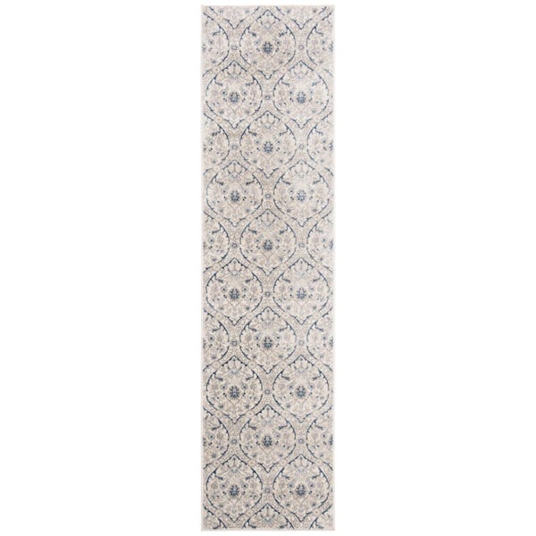 SAFAVIEH Brentwood Light Grey/Blue 2 ft. x 10 ft. Border Runner Rug