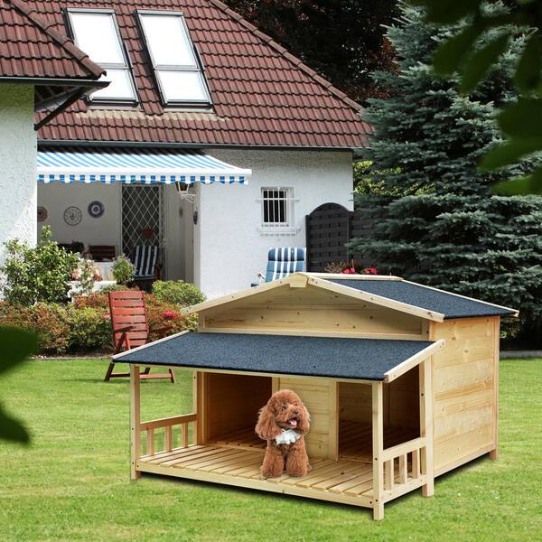 maocao hoom Durable Wood Waterproof Dog Houses with Porch for