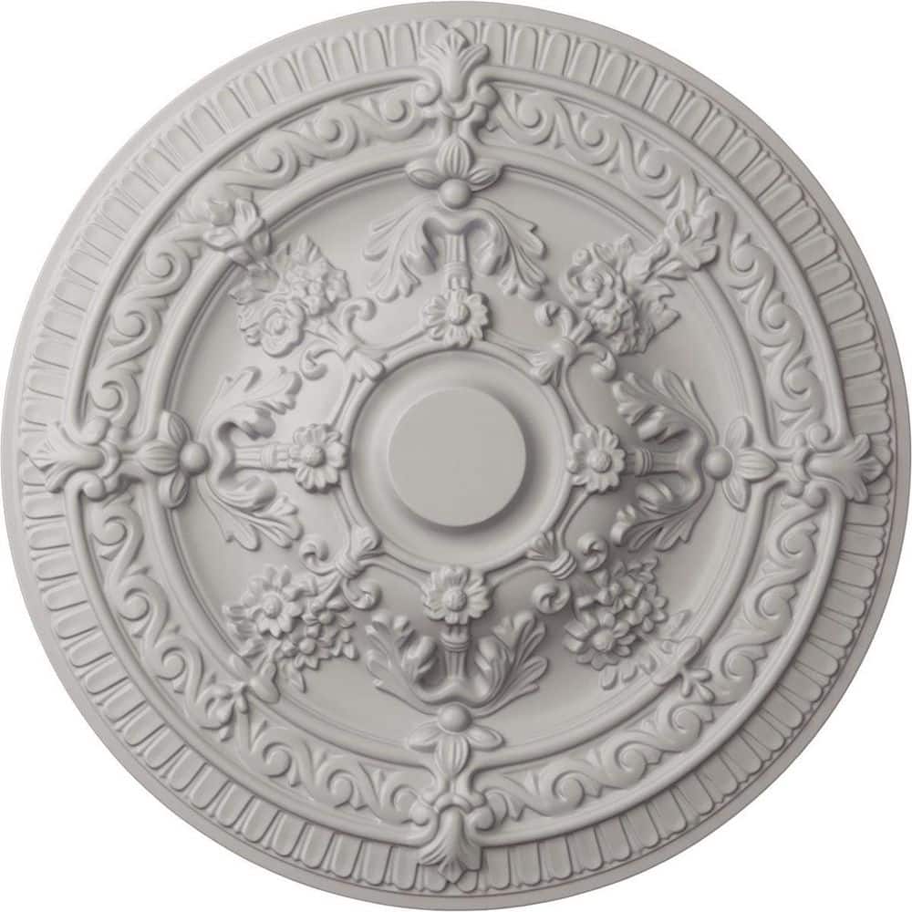 Ekena Millwork 26 in. x 3 in. Vincent Urethane Ceiling (Fits Canopies up to 6 in.), Ultra-Pure White, Ultra Pure White