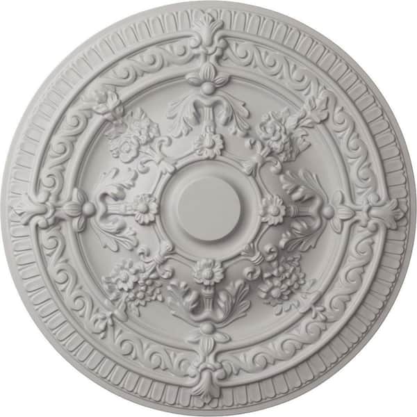 Ekena Millwork 26 in. x 3 in. Vincent Urethane Ceiling (Fits Canopies up to 6 in.), Ultra-Pure White, Ultra Pure White