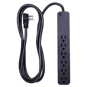 6 ft. 16/3 6-Outlet 1060J Surge Protector Power Strip Extension Cord Cord, Black