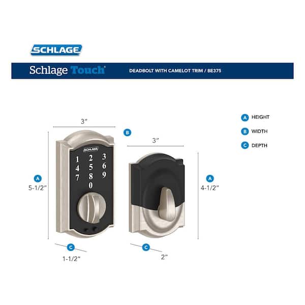 Schlage Camelot Aged Bronze Electronic Touch Keyless Deadbolt and
