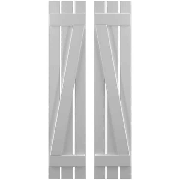 Ekena Millwork 11-1/2 in. W x 46 in. H Americraft 3-Board Exterior Real Wood Spaced Board and Batten Shutters with Z-Bar in Primed
