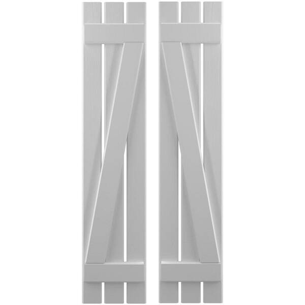 Ekena Millwork 11-1/2 in. W x 79 in. H Americraft 3 Board Exterior Real Wood Spaced Board and Batten Shutters with Z-Bar Primed