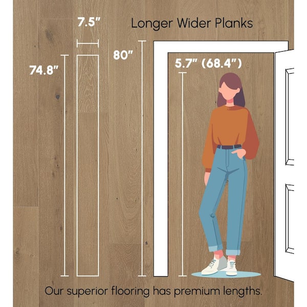 ASPEN FLOORING Eclipse White Oak 1/2 in. T x 7.5 in. W Water Resistant Wire Brushed Engineered Hardwood Flooring (31.09 sqft/case)