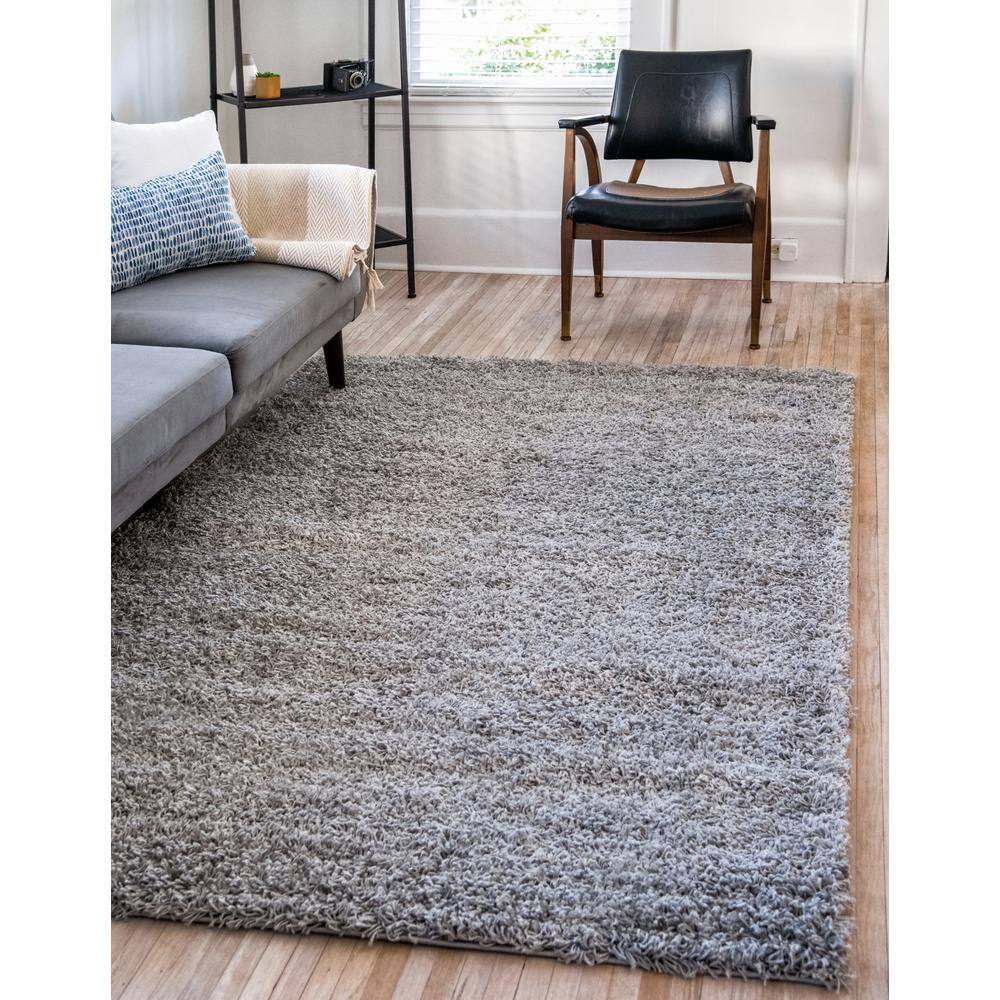Cloud Gray Luxe Shag Rug 9' x 12' Rectangular Synthetic Easy Care