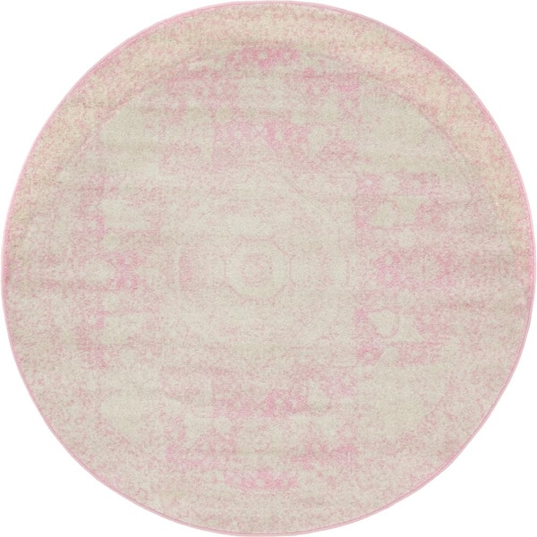 Pink 5 ft. Round Bromley Area Rug
