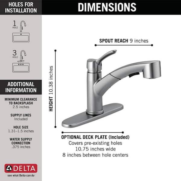 Delta Collins Arctic Stainless 1-Handle Deck-Mount Pull-Out Handle Kitchen Faucet (Deck Plate Included)