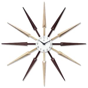 Light/Dark Wood-Look Plastic Spokes Celeste Sunburst Wall Clock