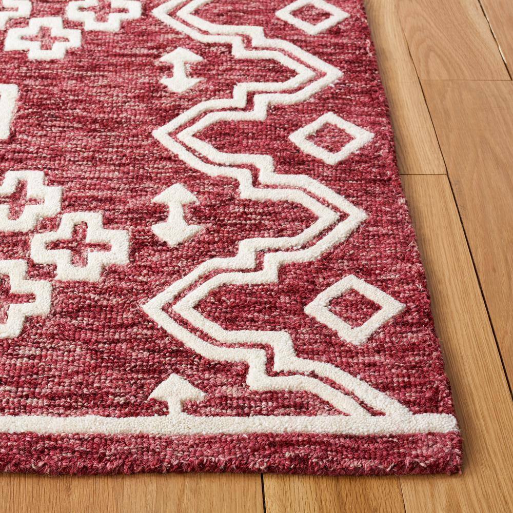 Handmade Red Wool Abstract Tufted 8' x 10' Rug