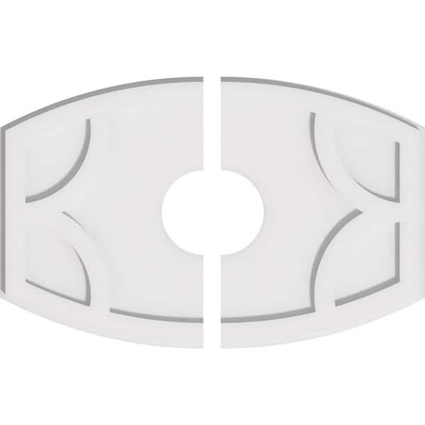 Ekena Millwork 24 in. W x 16 in. H x 5 in. ID x 1 in. P Kailey Architectural Grade PVC Contemporary Ceiling Medallion (2-Piece)