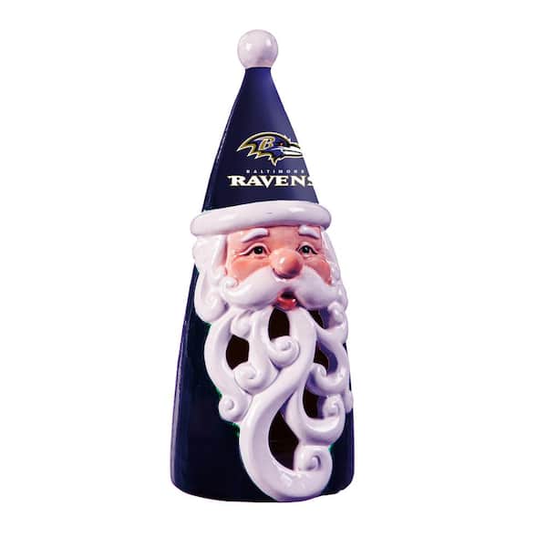 Team Sports America Baltimore Ravens Santa LED Christmas Garden Statuary, 8 in.