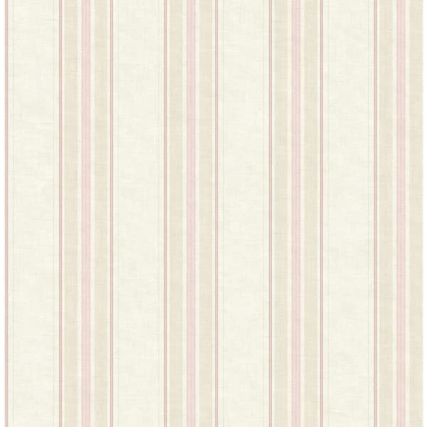 CASA MIA Spring Stripe Beige and Pink Paper Non-Pasted Strippable Wallpaper Roll (Cover 56.05 sq. ft.)