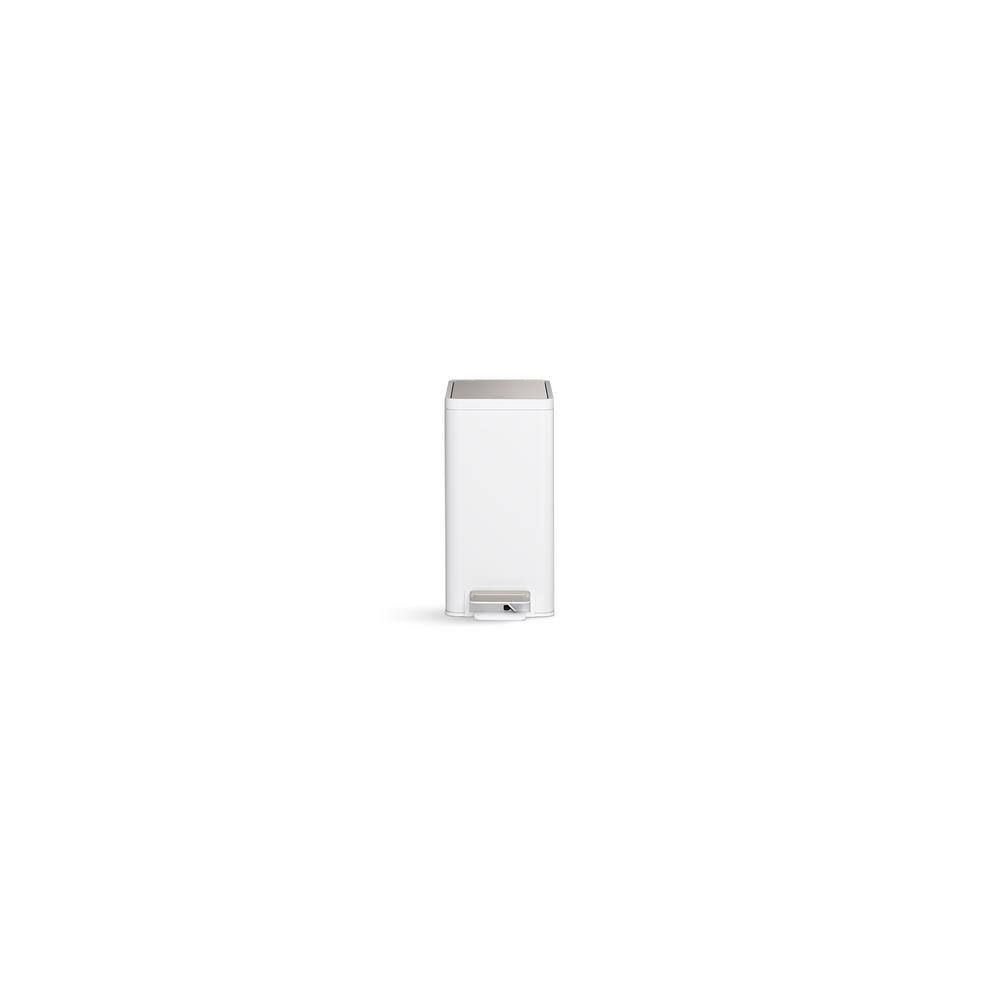 Slim 2.5-Gallon Stainless Steel and White Step Trash Can
