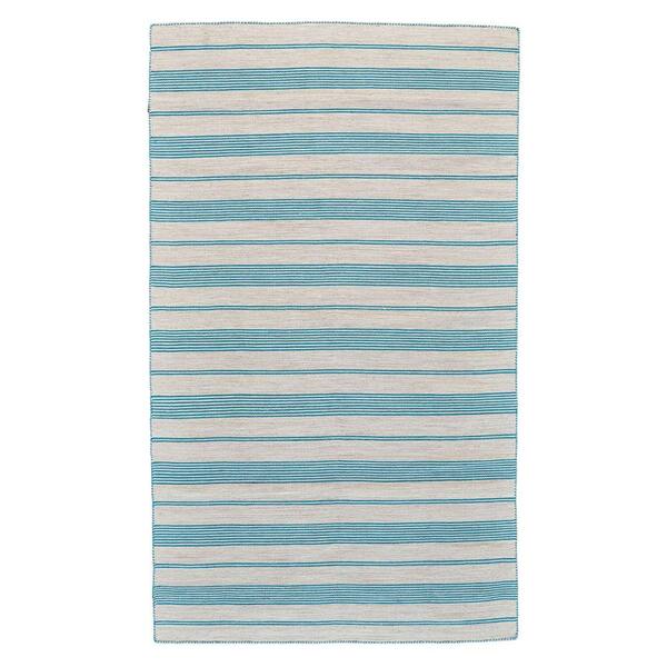 Weave & Wander Granberg Turquoise 8 ft. x 11 ft. Striped Area Rug