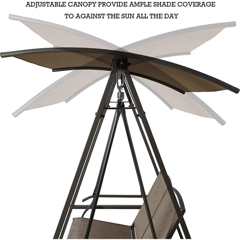 Doris 2-Person Taupe Textilene Outdoor Patio Swing with Metal Frame