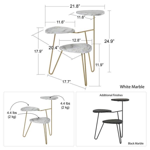 Novogratz Athena 25 In White Marble Indoor Plant Stand com The Home Depot