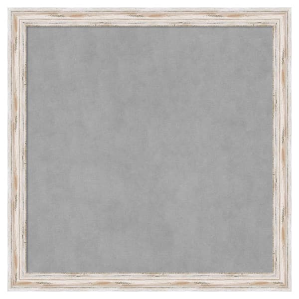 Amanti Art Alexandria White Wash Narrow 27 in. x 27 in. Framed Magnetic Board