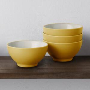 Colorwave Mustard 5.75 in., 20 fl. oz. (Yellow) Stoneware Rice Bowls, (Set of 4)