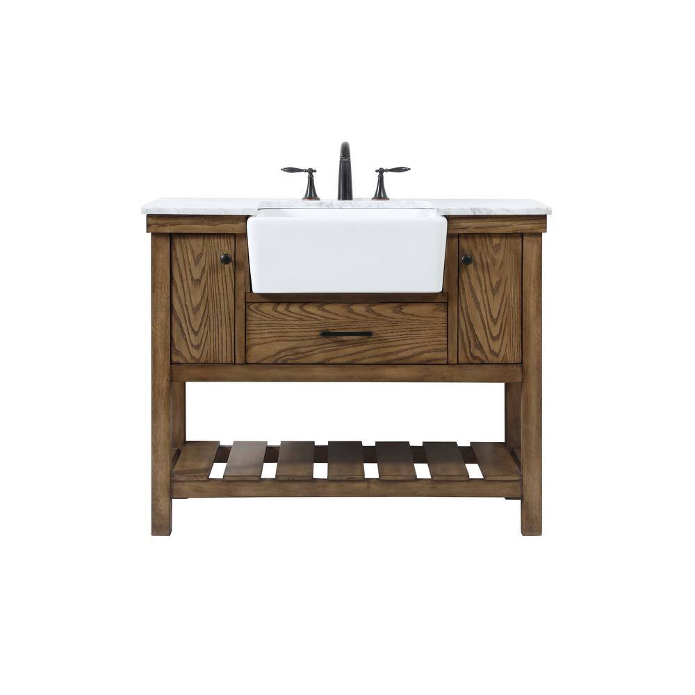 Driftwood Solid Wood and MDF Single Bathroom Vanity with Marble Top