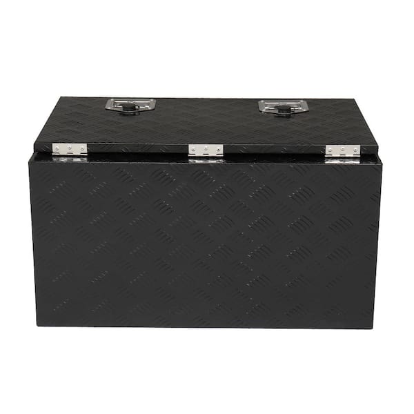 30 in. Black Diamond Plate Aluminum Underbody Truck Tool Box Double Lock with Key