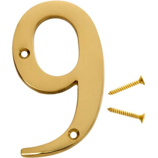 HY-KO 4 in. Premium Solid Brass Number 9