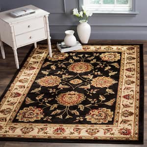 Lyndhurst Black/Ivory 8 ft. x 11 ft. Border Floral Geometric Area Rug