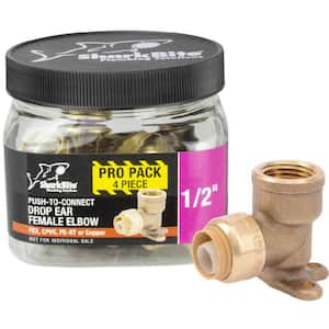 1/2 in. Push-to-Connect x FIP Brass 90-Degree Drop Ear Elbow Fitting Pro Pack (4-Pack)