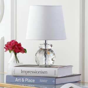 Eunice 13 in. Clear Crystal Globe Table Lamp with White Shade