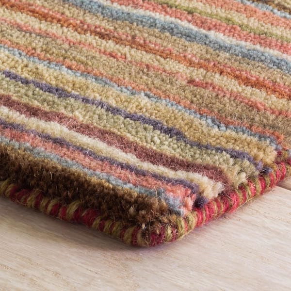Brindle Stripe Hand Loom Knotted Wool Spice 3 ft. x 8 ft. Indoor Runner Rug