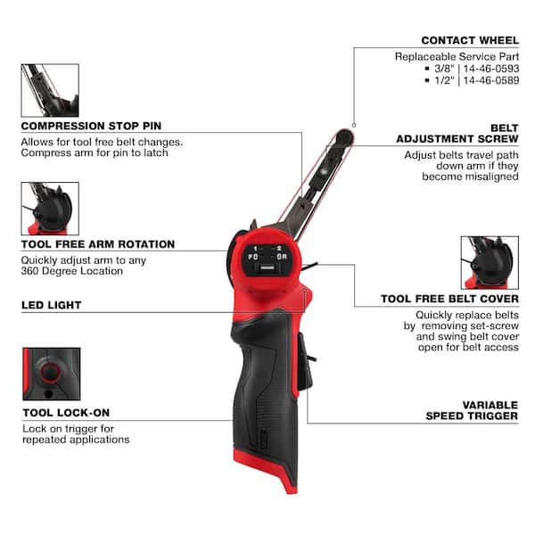 M12 FUEL 12V Lithium-Ion Brushless Cordless 3/8 in. x 13 in. Bandfile and M12 FUEL 1/4 in. Straight Die Grinder