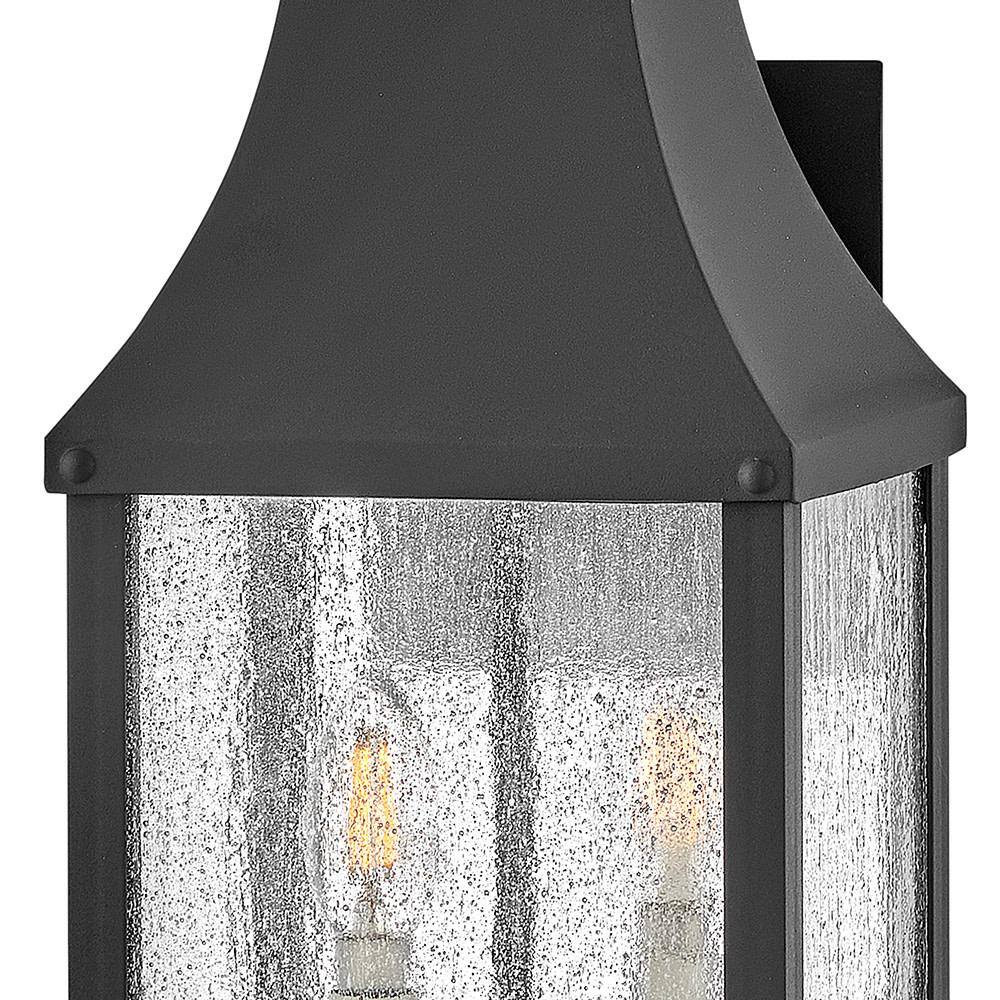 Museum Black Aluminum Outdoor Wall Light with Clear Seedy Glass