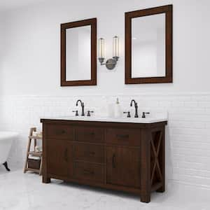 Aberdeen 60 in. W x 22 in. D x 34 in. H Double Sink Bath Vanity in Rustic Sienna with Carrara White Marble Top