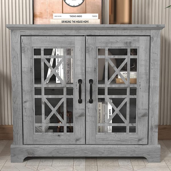 GALANO Isadora Mexican Gray 2 Door Accent Cabinet (29.3 in. H x 32.4 in. W x 15.7 in. D)