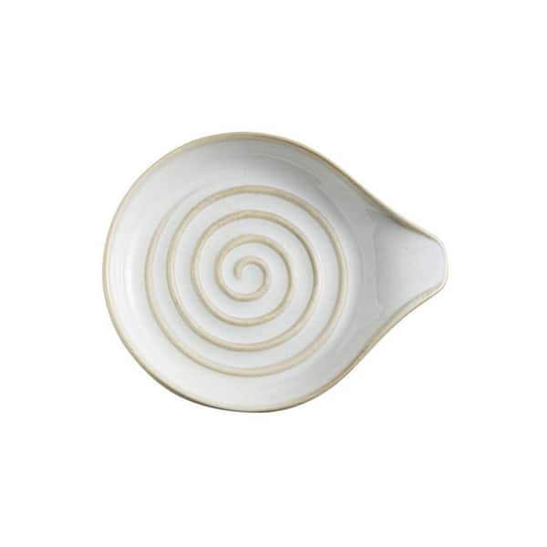 5 in. Ceramic Spoon Rest for Kitchen Counter, Spoon Holder for Ladle, Spatula and Tongs, Easy to Clean, Cream