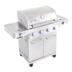 4-Burner Propane Gas Grill in Stainless with LED Controls, Side and Side Sear Burners