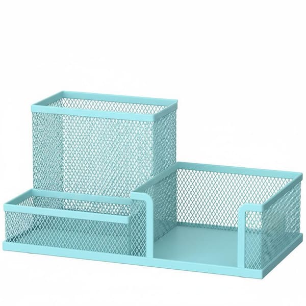 Mesh Metal Pen Holder Organizer 3-Compartment Black Office Desk Supply Storage for Home School Workspace