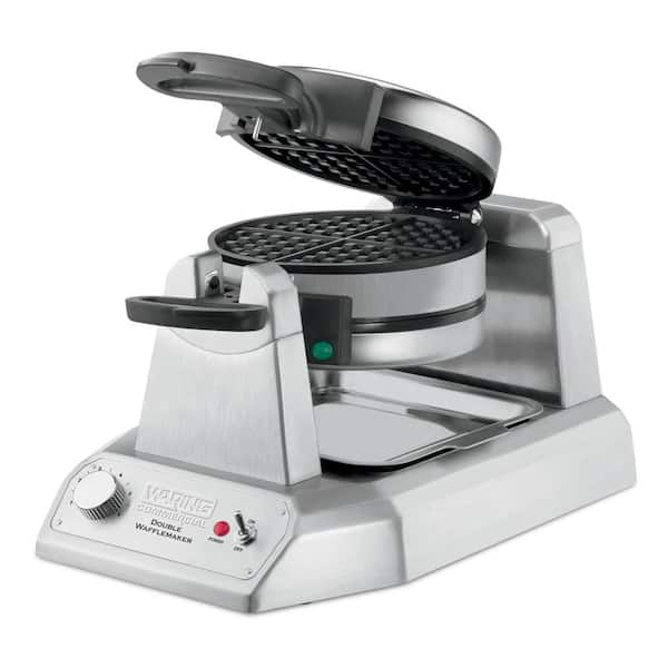 Waring Commercial 1300-Watt Double Waffle Silver American Waffle Maker - Vertical