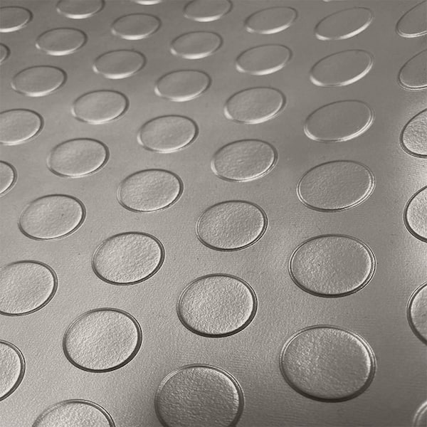 17 ft. x 7.5 ft. Vinyl Coin Garage Flooring, Garage Floor Protector and Slip Resistant Mat, Grey