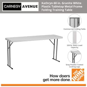 Kathryn 60 in. Granite White Plastic Tabletop Metal Frame Folding Training Table