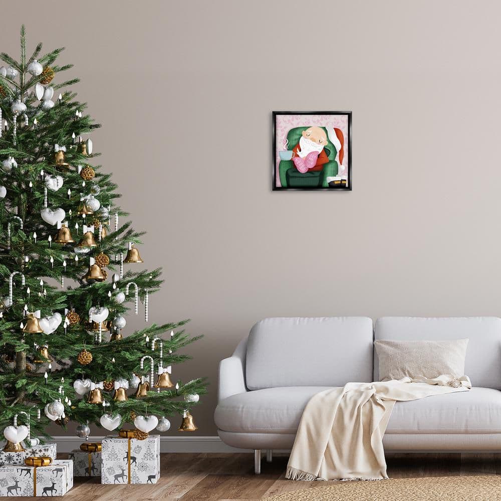 Cozy Sleeping Santa Claus by Sarah Hickman Black Floater Frame People Graphic Art Print 18 in. x 18 in. price history on PriceWatchPro