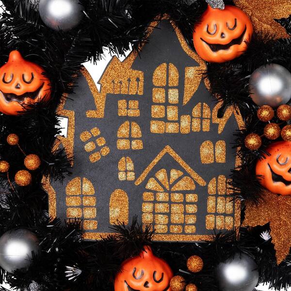 Northlight 24 in. Orange and Black Unlit Haunted House Halloween