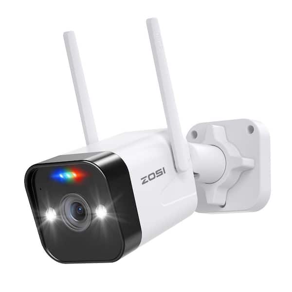 ZOSI 4MP 2.5K Wired WiFi Outdoor Home Security Camera Plug-in, 2 Way Audio, Color Night Vision, Person Vehicle Detection