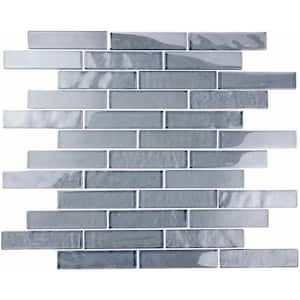 Landscape Blue Gray Brick Mosaic 12.25 in. x 12.25 in. Translucent Glass Wall & Pool Tile (12.48 Sq. Ft./Sheet)