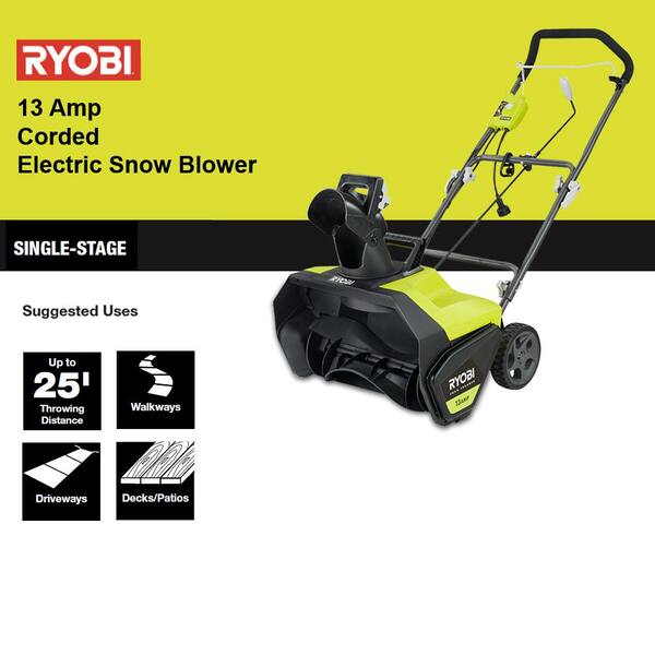 RYOBI 20 in. 13 Amp Corded Electric Snow Blower RYAC803-S - The